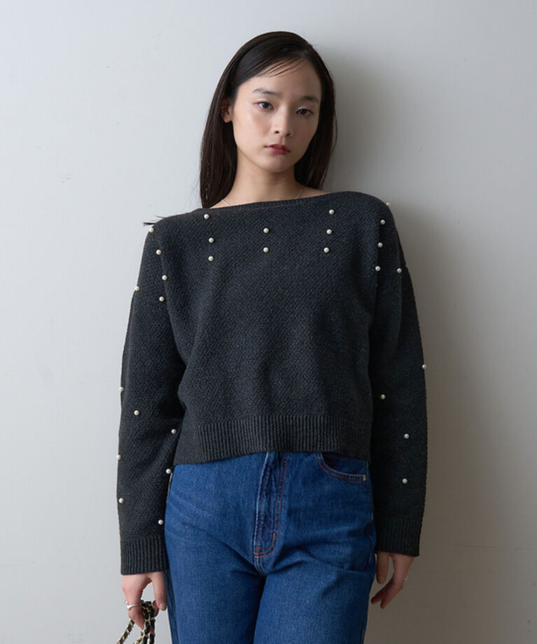Rouge vif「【一部店舗限定】ビジューニットプルオーバー」|ニット・セーター|