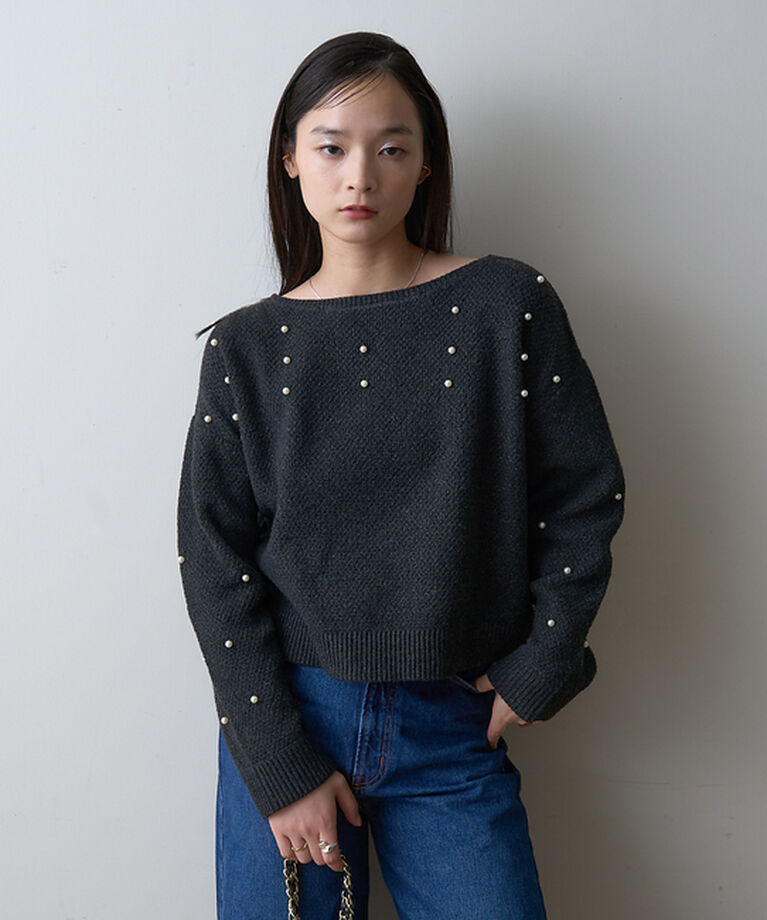 Rouge vif「【一部店舗限定】ビジューニットプルオーバー」|ニット・セーター|