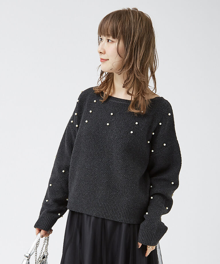 Rouge vif「【一部店舗限定】ビジューニットプルオーバー」|ニット・セーター|