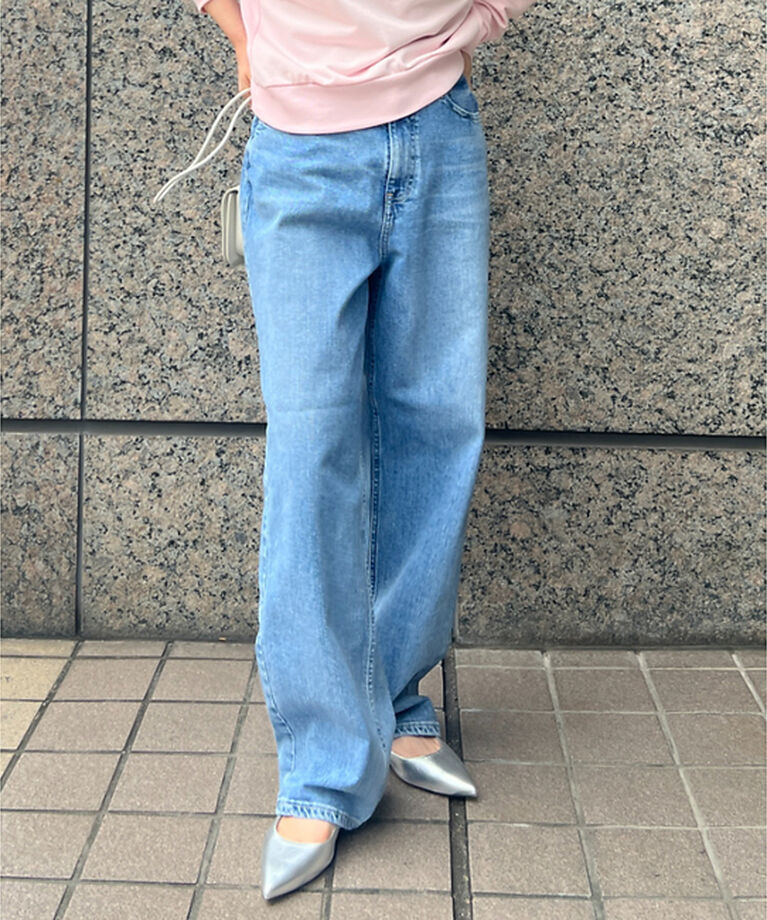 Rouge vif「【RED CARD/レッドカード】別注Dakota ルーズストレートデニム」|デニム|ライトブルー