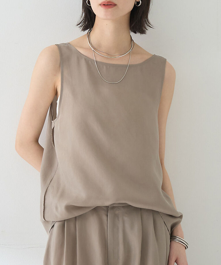 Rouge vif「【セットアップ対応】２WAYキュプラフィブリルノースリブラウス」|キャミソール|グレージュ