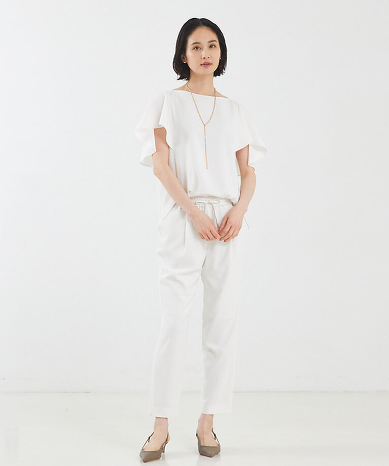 qualite「【セットアップ対応】バックサテンジョーゼットフレアースリーブブラウス」|シャツ・ブラウス|