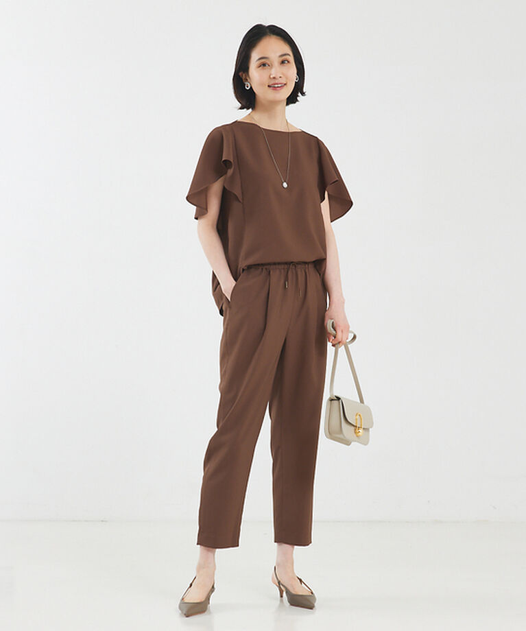 qualite「【セットアップ対応】バックサテンジョーゼットフレアースリーブブラウス」|シャツ・ブラウス|