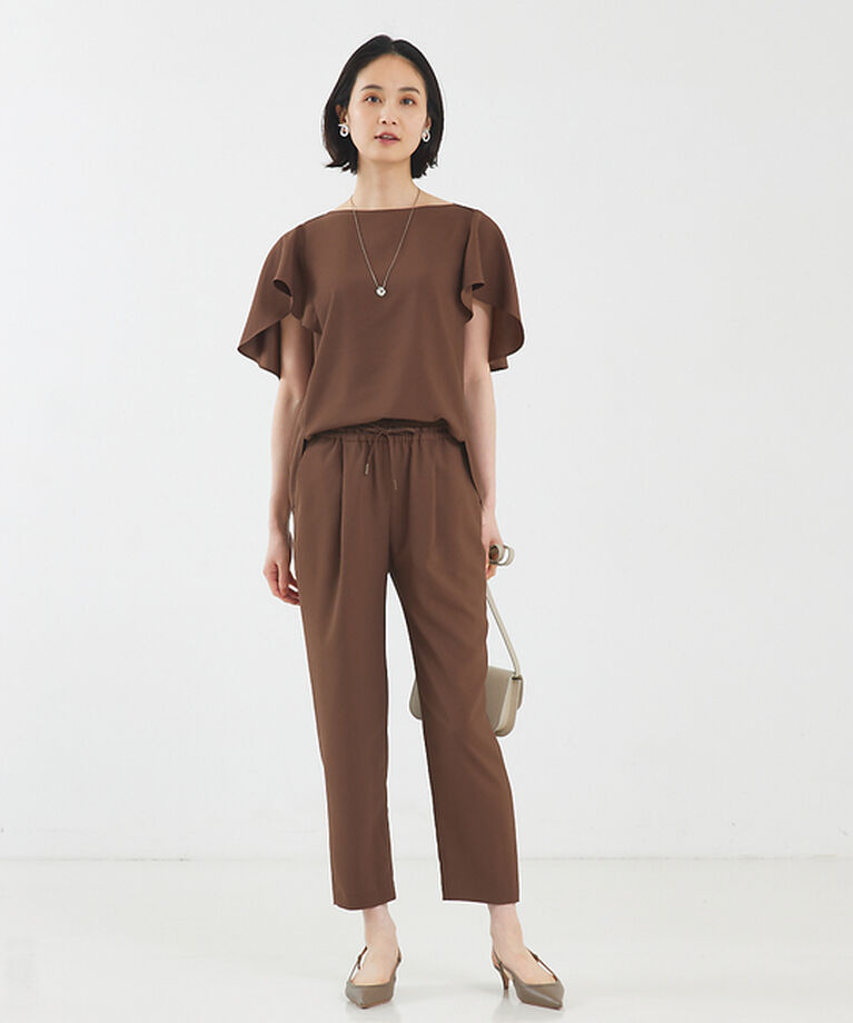 qualite「【セットアップ対応】バックサテンジョーゼットフレアースリーブブラウス」|シャツ・ブラウス|