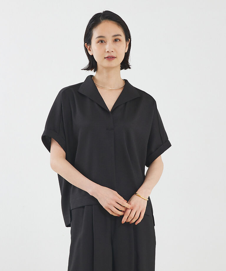 qualite「【セットアップ対応】リネンライクオープンカラーシャツ」|シャツ・ブラウス|