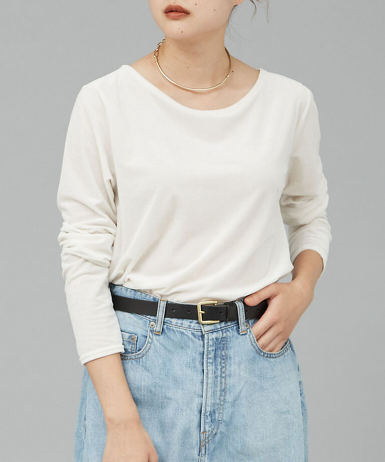 qualite「サイドシャーリングベロアロンT」|Tシャツ・カットソー|ホワイト