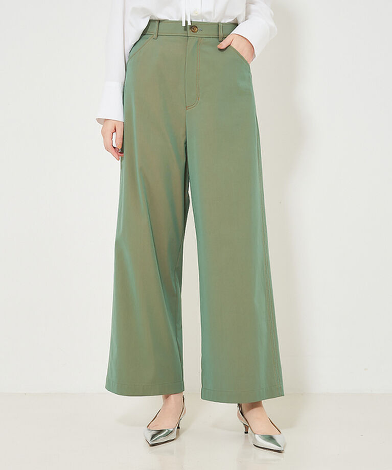 qualite「シャンブレーチノストレートパンツ」|その他|カーキ