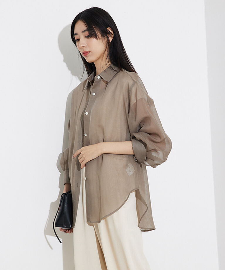 qualite「ソフトオーガンジーシアシャツ」|シャツ・ブラウス|
