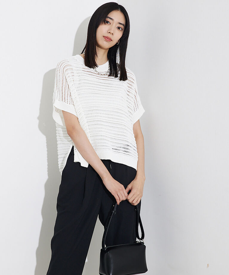 qualite「透かしガータースクエアニット」|Tシャツ・カットソー|