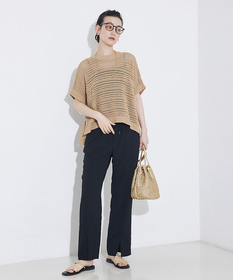 qualite「バックサテンジョーゼットベンツパンツ」|その他|