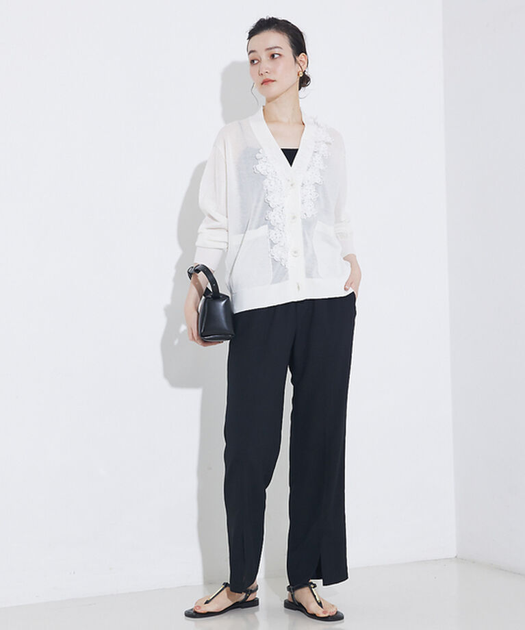 qualite「バックサテンジョーゼットベンツパンツ」|その他|