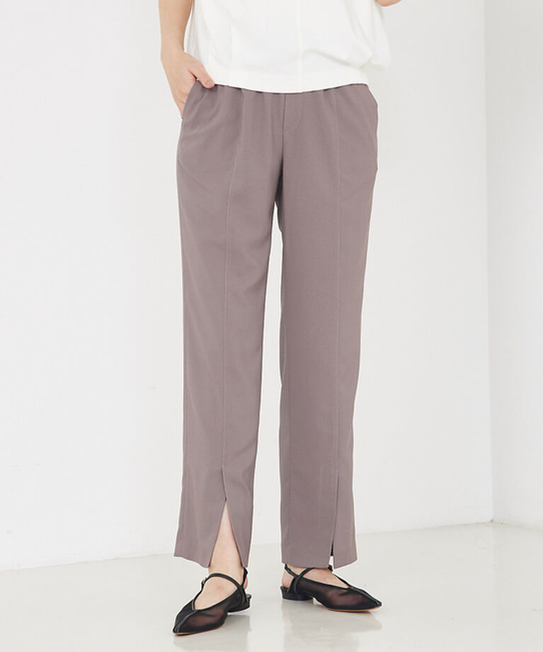 qualite「バックサテンジョーゼットベンツパンツ」|その他|モカ