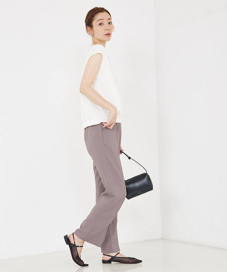 qualite「バックサテンジョーゼットベンツパンツ」|その他|