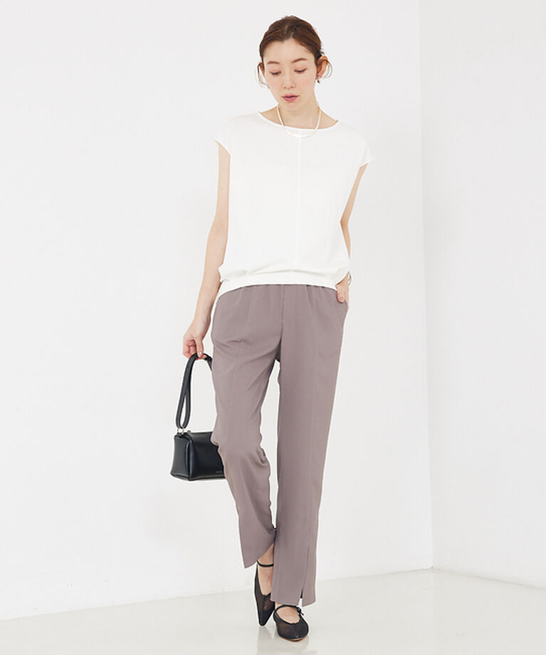 qualite「バックサテンジョーゼットベンツパンツ」|その他|