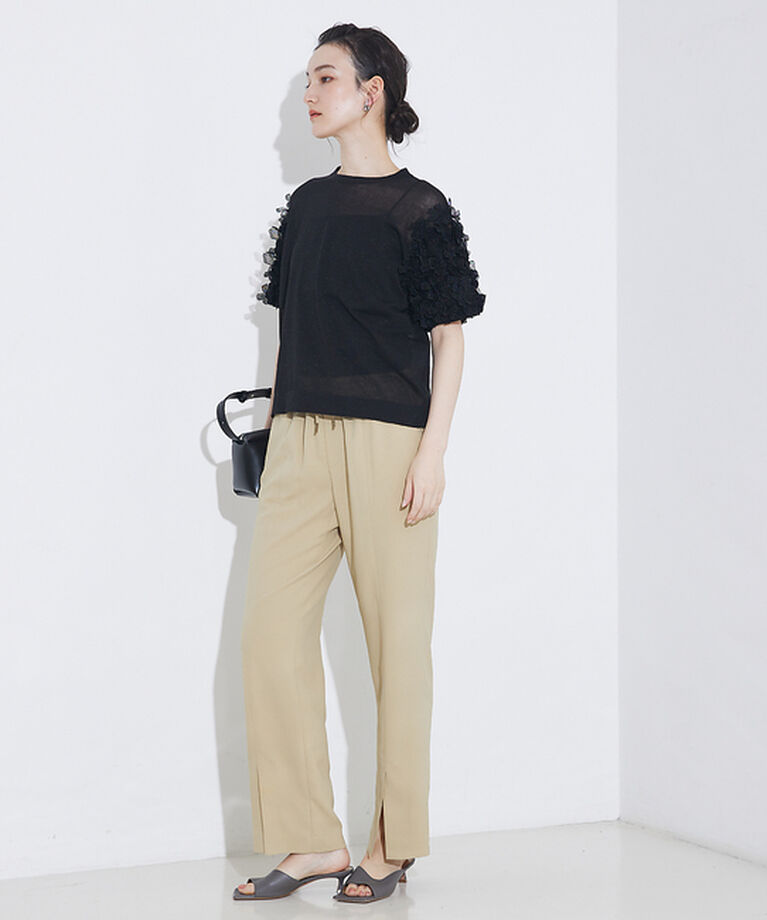qualite「バックサテンジョーゼットベンツパンツ」|その他|