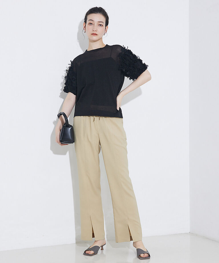 qualite「バックサテンジョーゼットベンツパンツ」|その他|