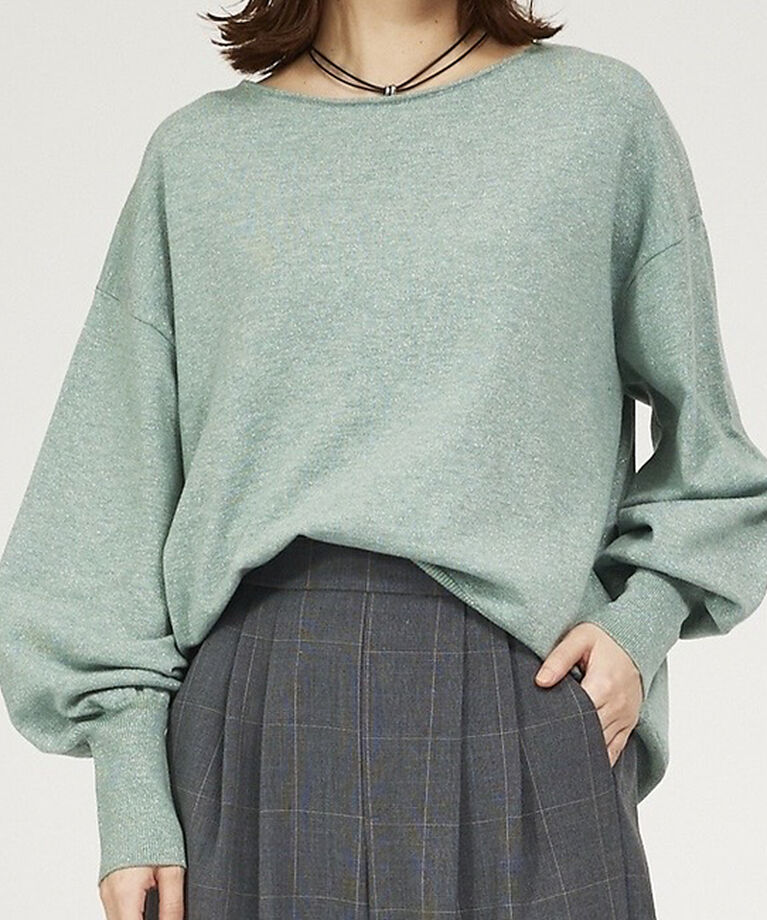 abahouse mavie「ラメMIXニットプルオーバー」|ニット・セーター|セージグリーン