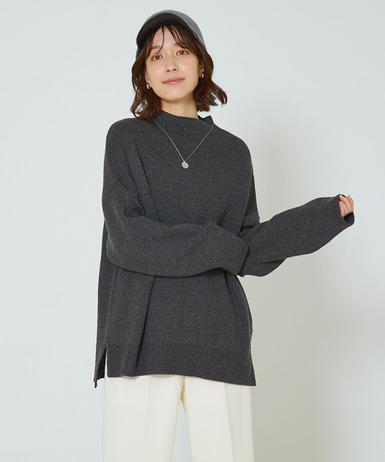 abahouse mavie「片畦モックネックニット」|ニット・セーター|