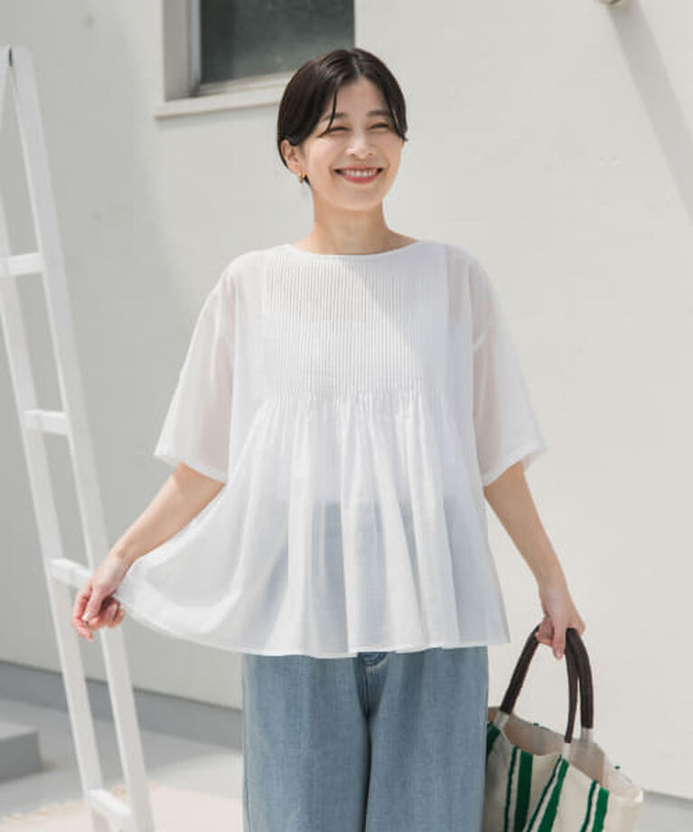 URBAN RESEARCH DOORS「DOORS 『UR TECH』ボイルピンタックブラウス」|シャツ・ブラウス|