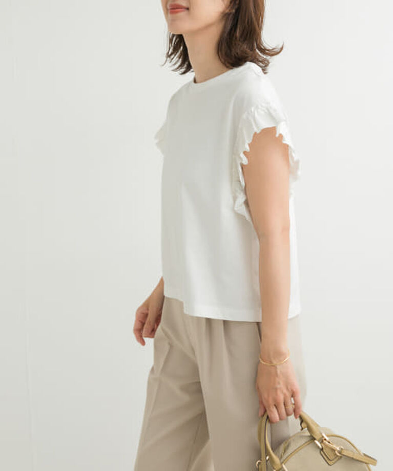 URBAN RESEARCH DOORS「DOORS フリルスリーブプルオーバー」|Tシャツ・カットソー|