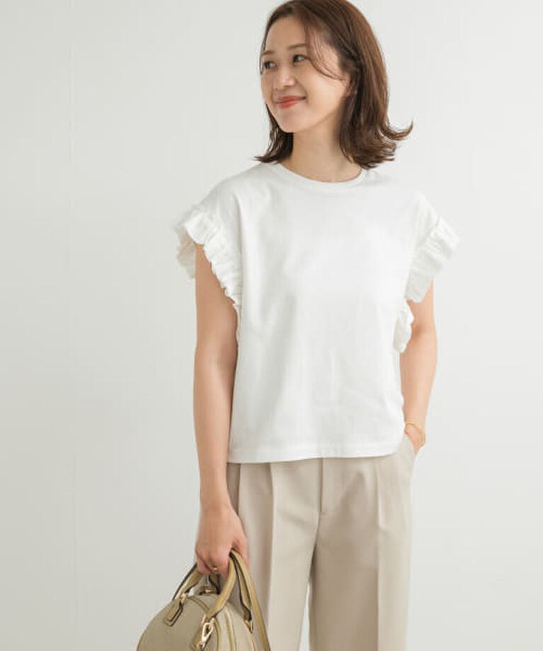 URBAN RESEARCH DOORS「DOORS フリルスリーブプルオーバー」|Tシャツ・カットソー|