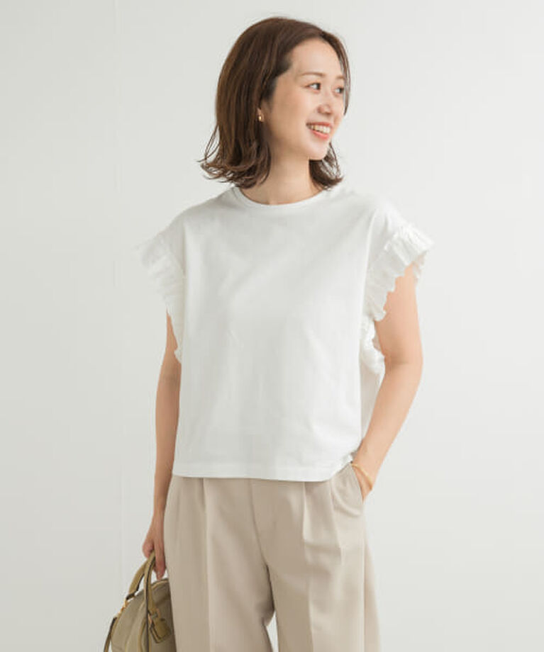 URBAN RESEARCH DOORS「DOORS フリルスリーブプルオーバー」|Tシャツ・カットソー|