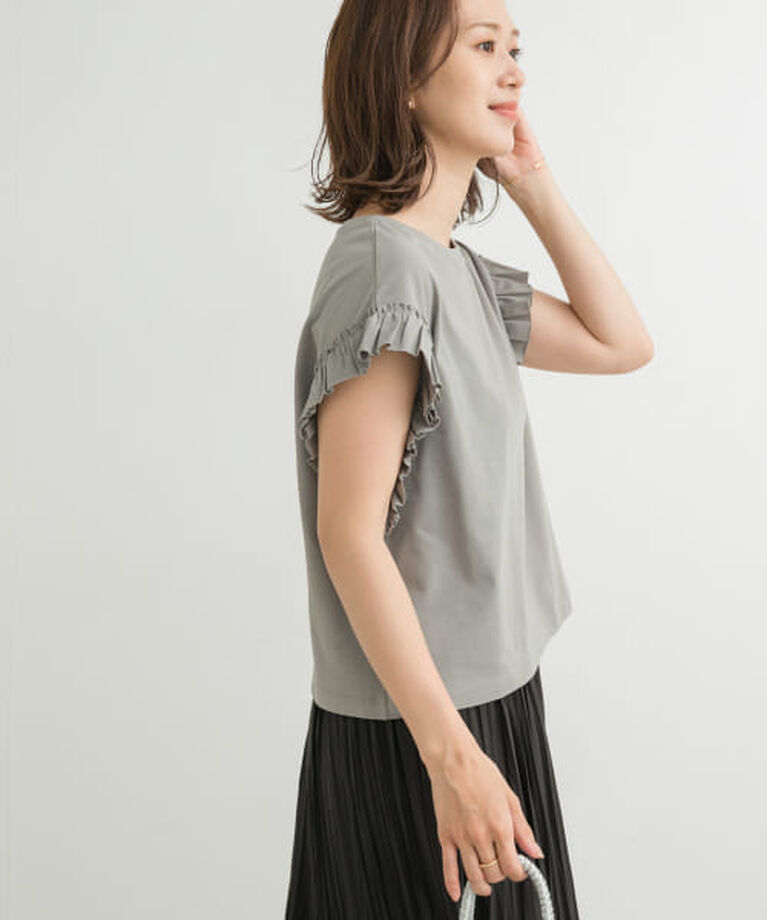 URBAN RESEARCH DOORS「DOORS フリルスリーブプルオーバー」|Tシャツ・カットソー|GRAY