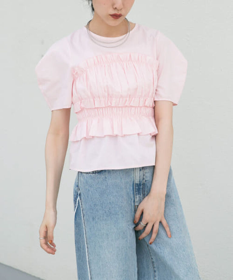  「KBF シャーリングビスチェブラウス」|シャツ・ブラウス|PINK