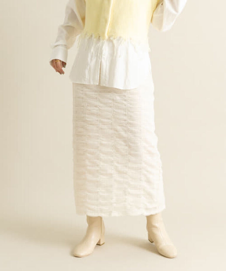  「KBF シャーリングIラインスカート」|スカート|IVORY
