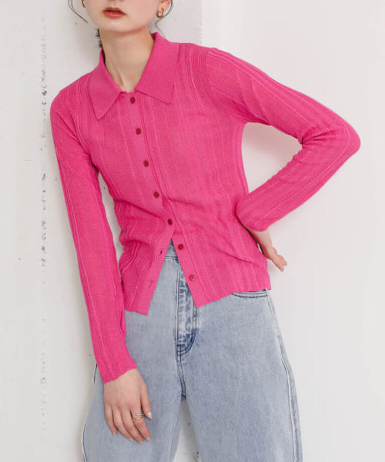 SENSE OF PLACE by URBAN RESEARCH「SENSE OF PLACE ランダムリブニットカーディガン」|カーディガン|PINK