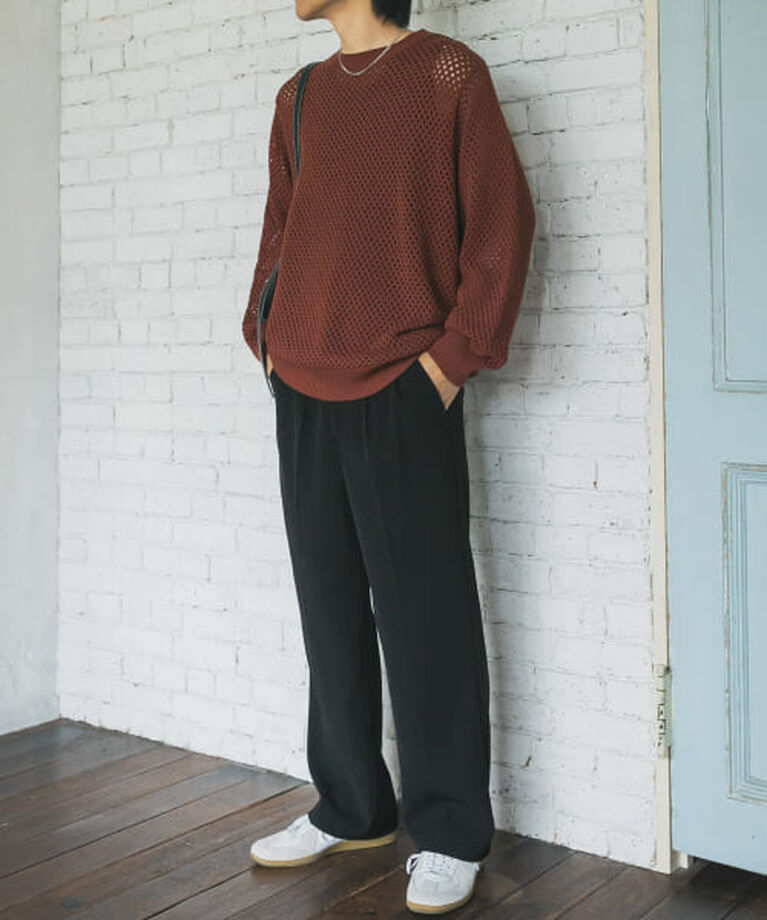 SENSE OF PLACE by URBAN RESEARCH「SENSE OF PLACE 『洗濯可』シアーメッシュクルーネックニット」|ニット・セーター|