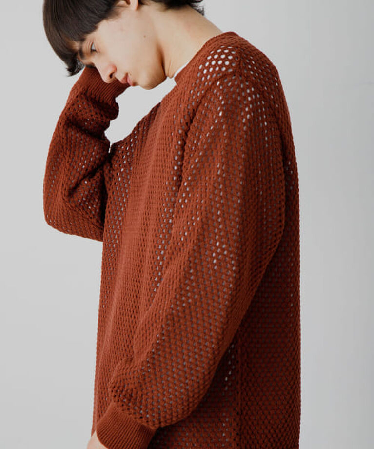 SENSE OF PLACE by URBAN RESEARCH「SENSE OF PLACE 『洗濯可』シアーメッシュクルーネックニット」|ニット・セーター|