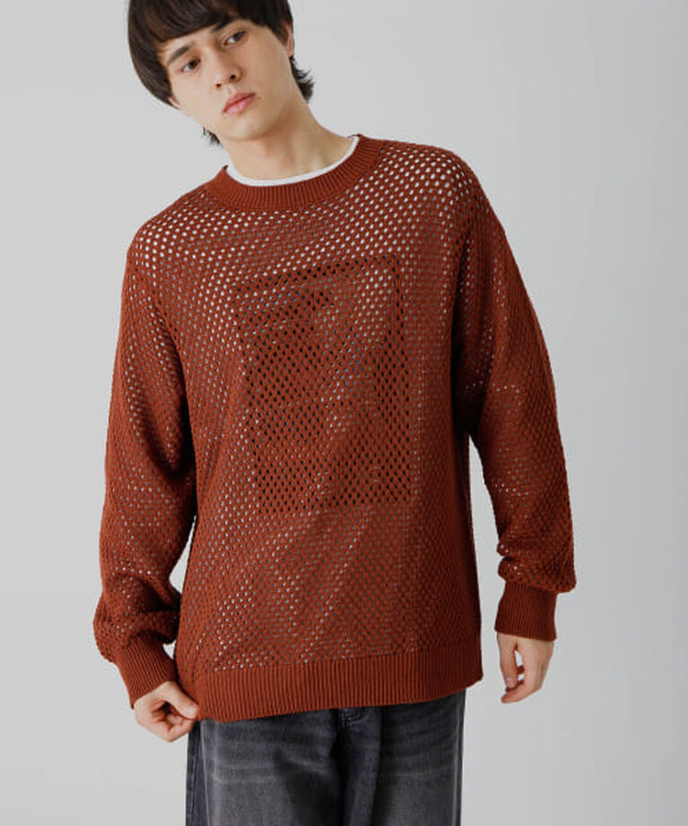 SENSE OF PLACE by URBAN RESEARCH「SENSE OF PLACE 『洗濯可』シアーメッシュクルーネックニット」|ニット・セーター|