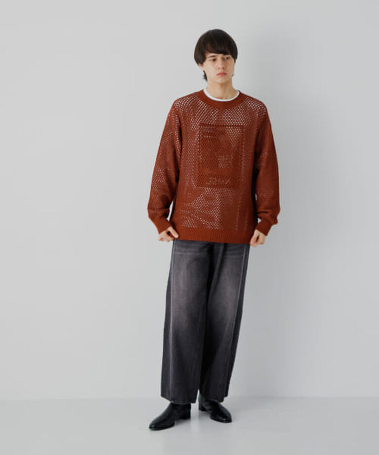 SENSE OF PLACE by URBAN RESEARCH「SENSE OF PLACE 『洗濯可』シアーメッシュクルーネックニット」|ニット・セーター|
