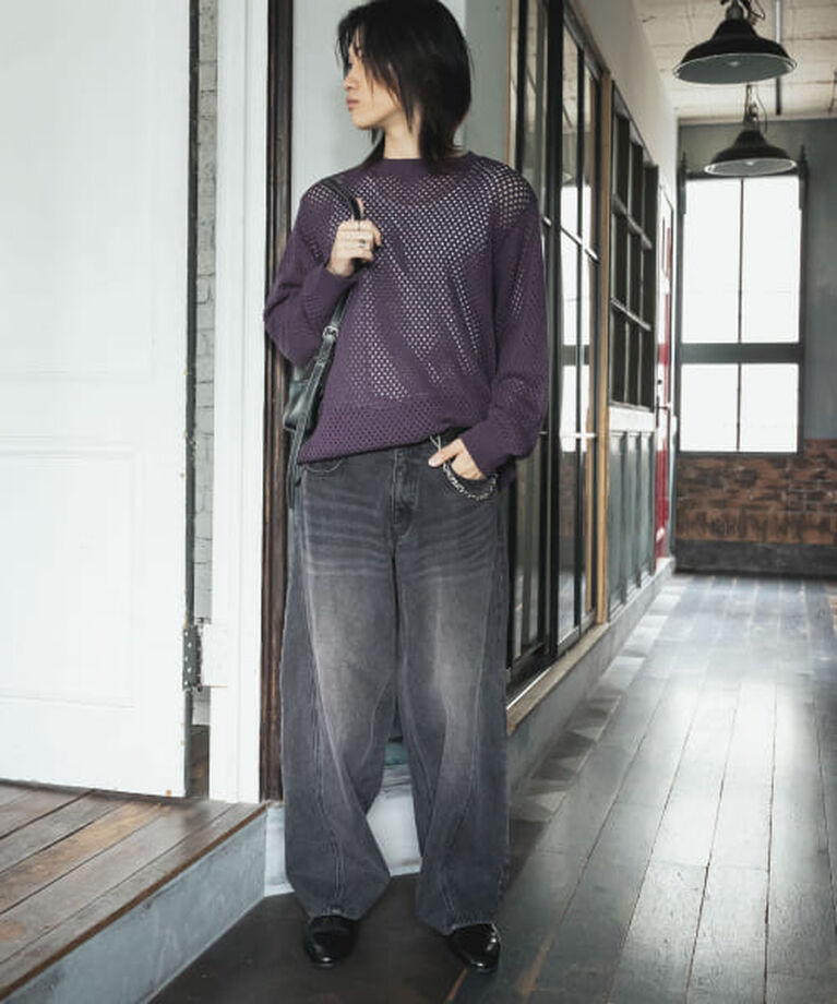 SENSE OF PLACE by URBAN RESEARCH「SENSE OF PLACE 『洗濯可』シアーメッシュクルーネックニット」|ニット・セーター|