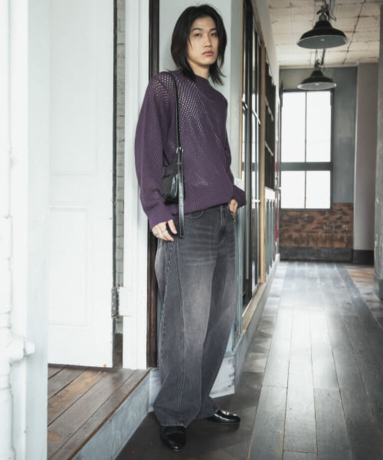 SENSE OF PLACE by URBAN RESEARCH「SENSE OF PLACE 『洗濯可』シアーメッシュクルーネックニット」|ニット・セーター|
