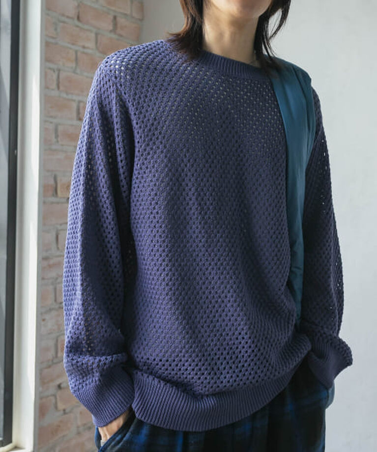 SENSE OF PLACE by URBAN RESEARCH「SENSE OF PLACE 『洗濯可』シアーメッシュクルーネックニット」|ニット・セーター|