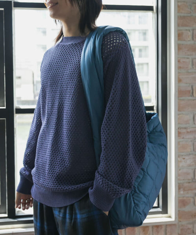 SENSE OF PLACE by URBAN RESEARCH「SENSE OF PLACE 『洗濯可』シアーメッシュクルーネックニット」|ニット・セーター|