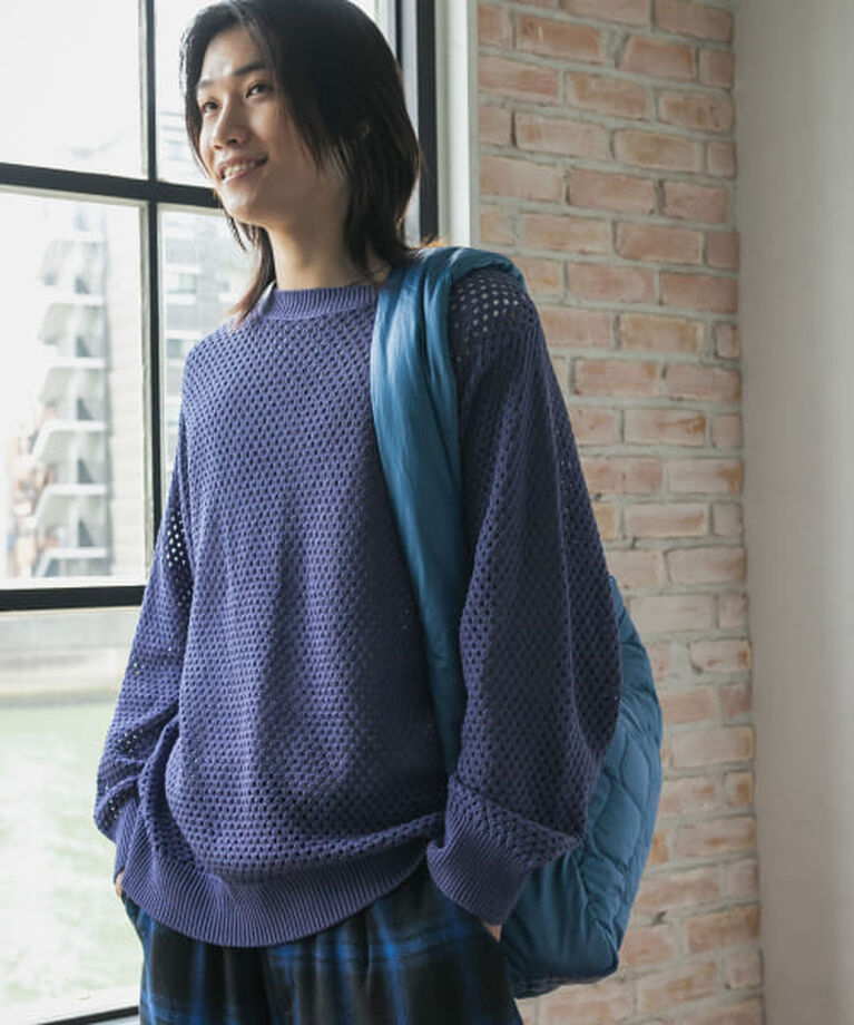 SENSE OF PLACE by URBAN RESEARCH「SENSE OF PLACE 『洗濯可』シアーメッシュクルーネックニット」|ニット・セーター|