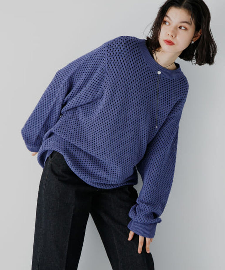 SENSE OF PLACE by URBAN RESEARCH「SENSE OF PLACE 『洗濯可』シアーメッシュクルーネックニット」|ニット・セーター|