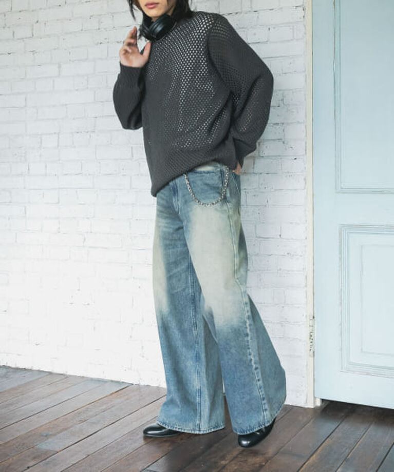 SENSE OF PLACE by URBAN RESEARCH「SENSE OF PLACE 『洗濯可』シアーメッシュクルーネックニット」|ニット・セーター|