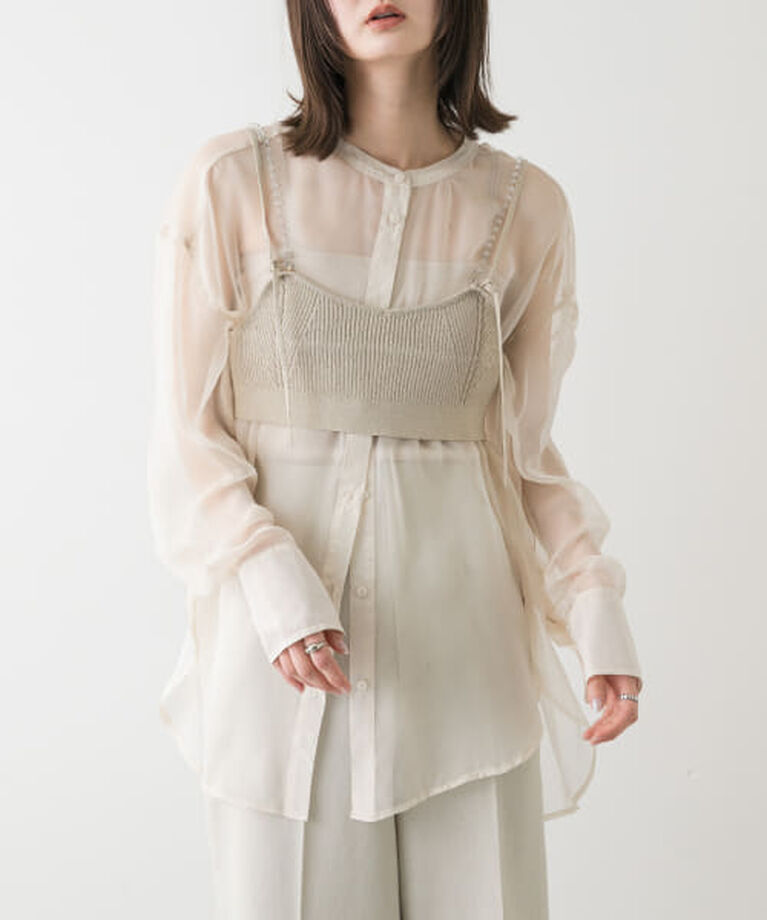SENSE OF PLACE by URBAN RESEARCH「SENSE OF PLACE ビーズストラップラメビスチェ」|ベスト・ジレ|BEIGE