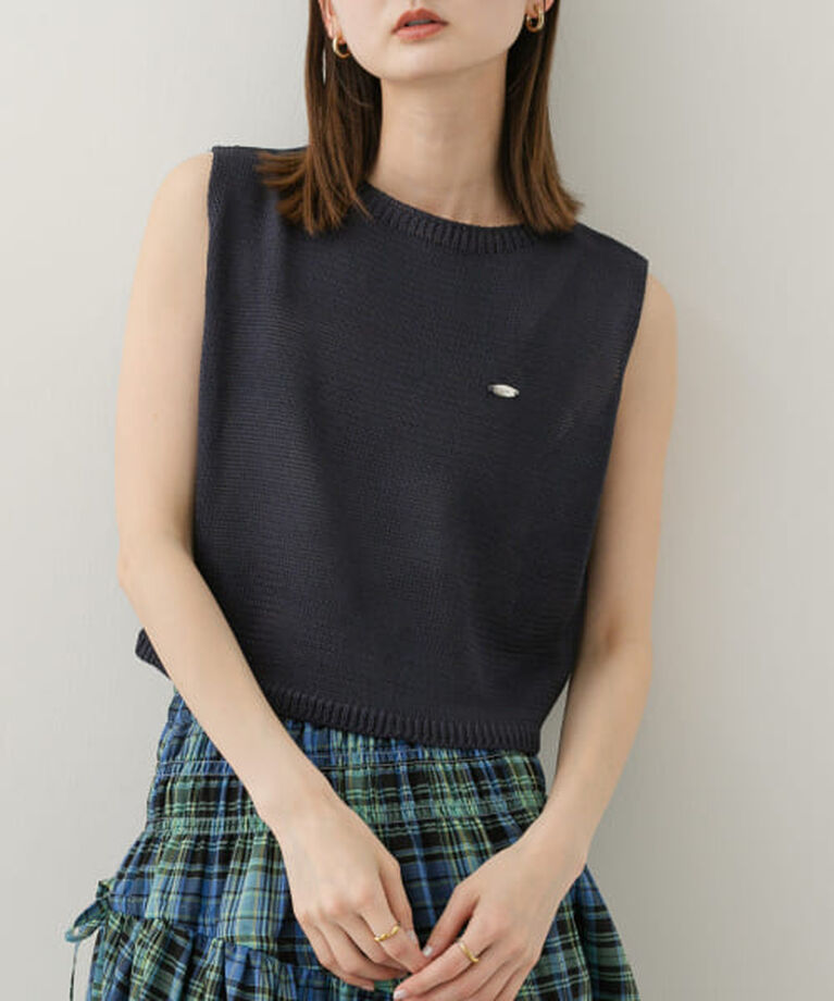 SENSE OF PLACE by URBAN RESEARCH「SENSE OF PLACE 『WEB限定』リネンタッチクロップドセーター」|ニット・セーター|NAVY