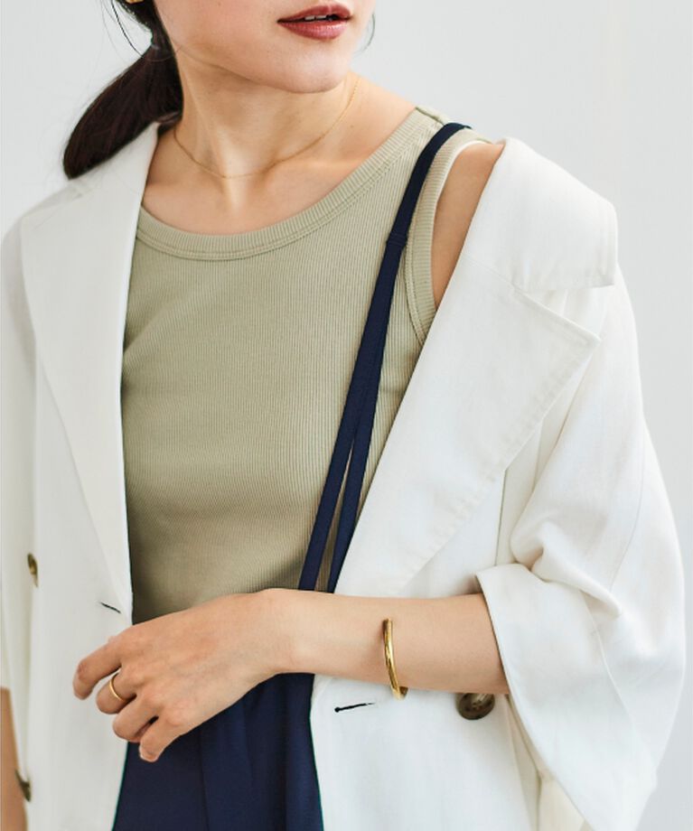 le.coeur blanc「《WEB限定アイテム》Basicテレコタンクトップ」|タンクトップ|ベージュ