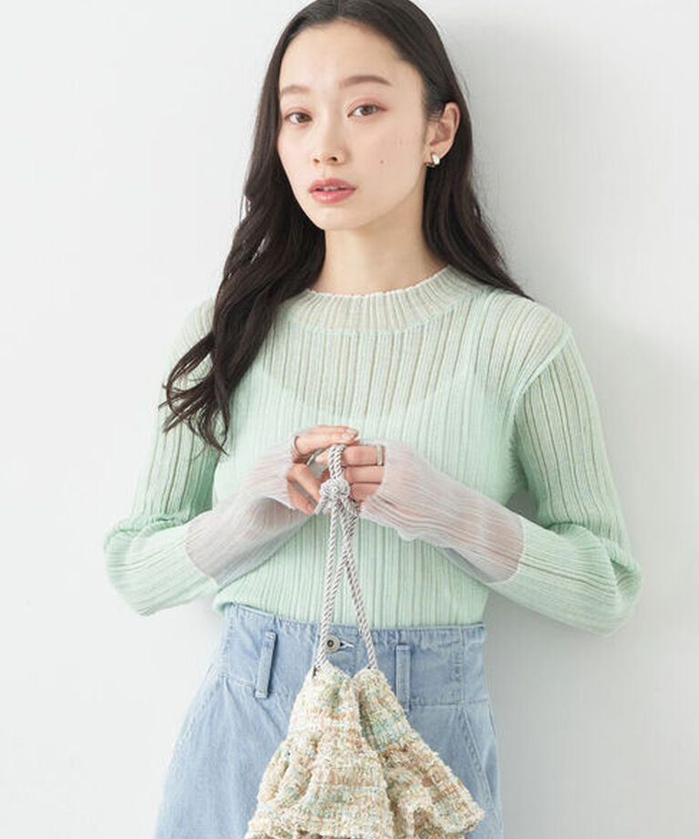 earth music&ecology「シアー配色リブプルオーバー」|Tシャツ・カットソー|Green