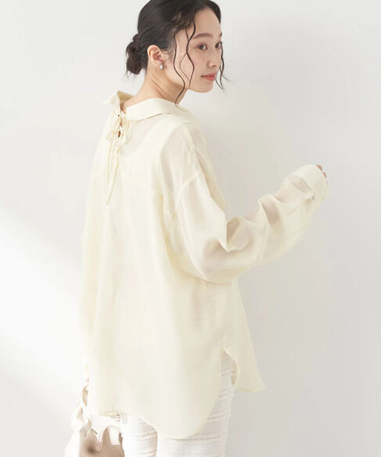 earth music&ecology「バックレースアップシャツ」|シャツ・ブラウス|