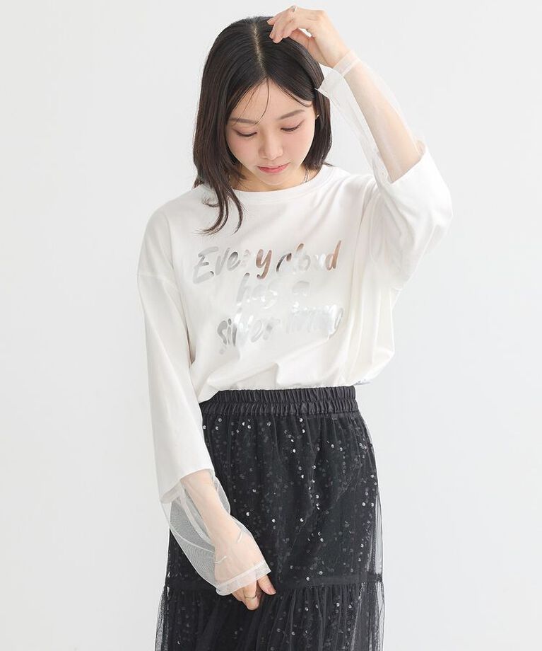 earth music&ecology「箔プリントグラフィックロンTee」|Tシャツ・カットソー|