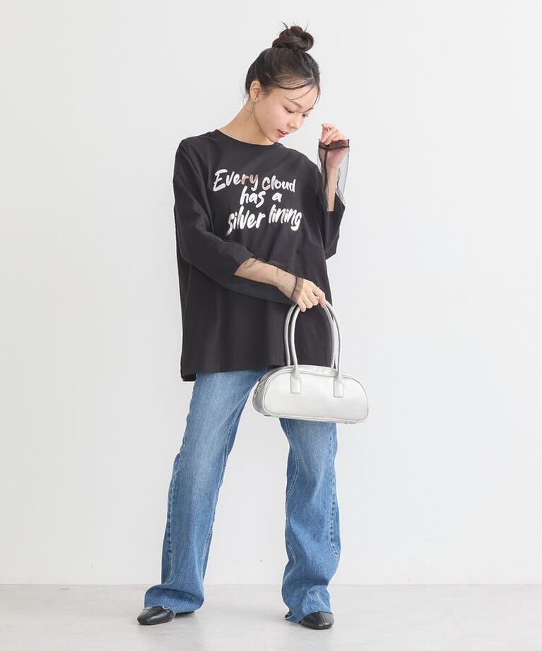 earth music&ecology「箔プリントグラフィックロンTee」|Tシャツ・カットソー|