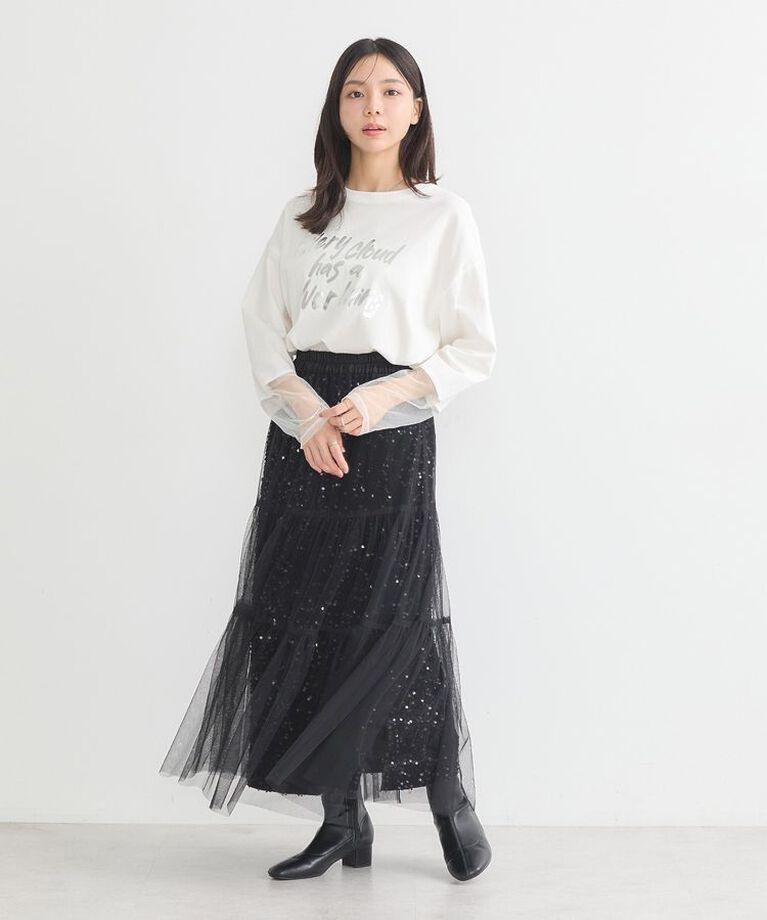 earth music&ecology「箔プリントグラフィックロンTee」|Tシャツ・カットソー|