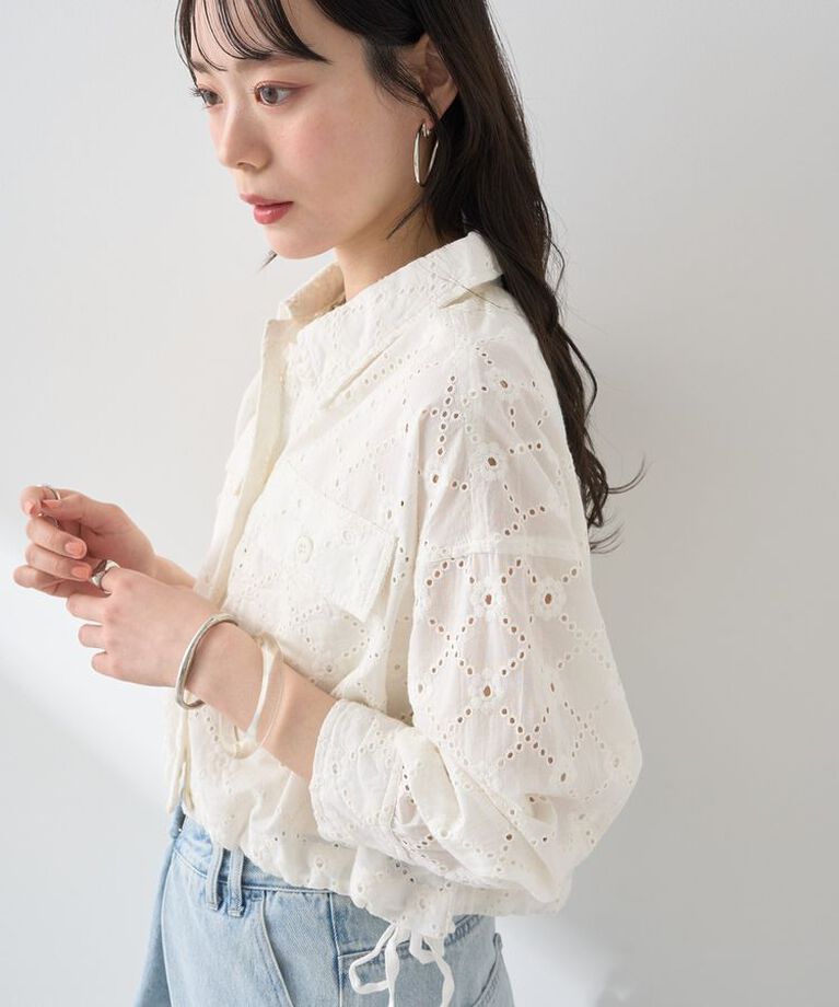earth music&ecology「レースブルゾン　25SS 夏 サマージャケット コットン100」|ブルゾン・スタジャン|